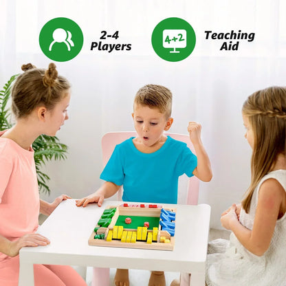 Wooden Shut the Box Dice Game for 2–4 Players