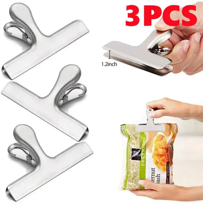 Stainless Steel Bag Clips – 3 Pieces