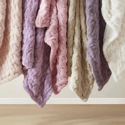 Ruched Faux Fur Cosy Throw Blanket