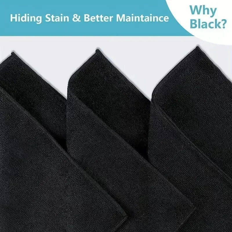 Black Microfibre Cleaning Cloth Set – 50 Pieces