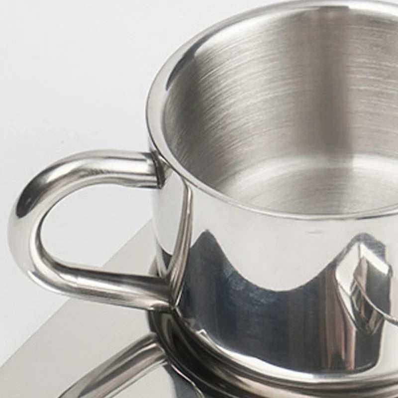 Stainless Steel Teacup & Saucer Set