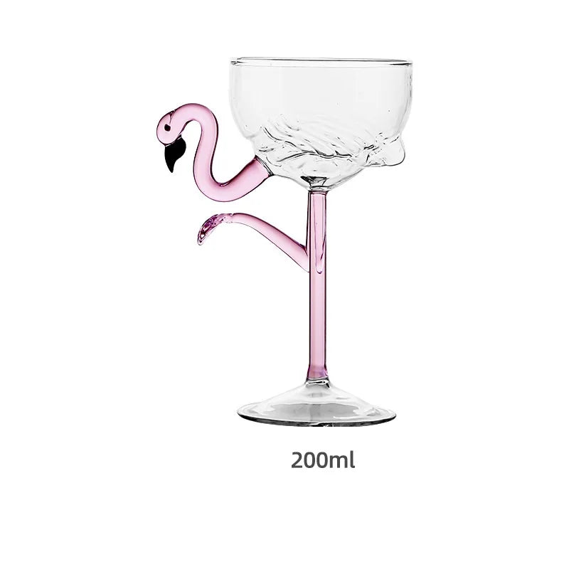 Flamingo Cocktail Glass Set Clear Party Drinkware