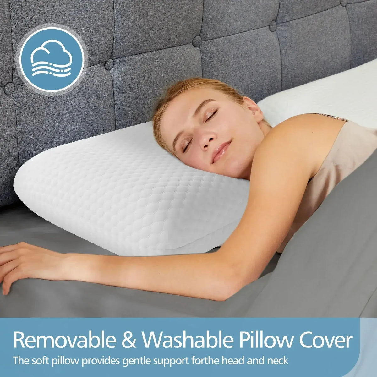 Ventilated Gel Memory Foam Pillow with Washable Cover