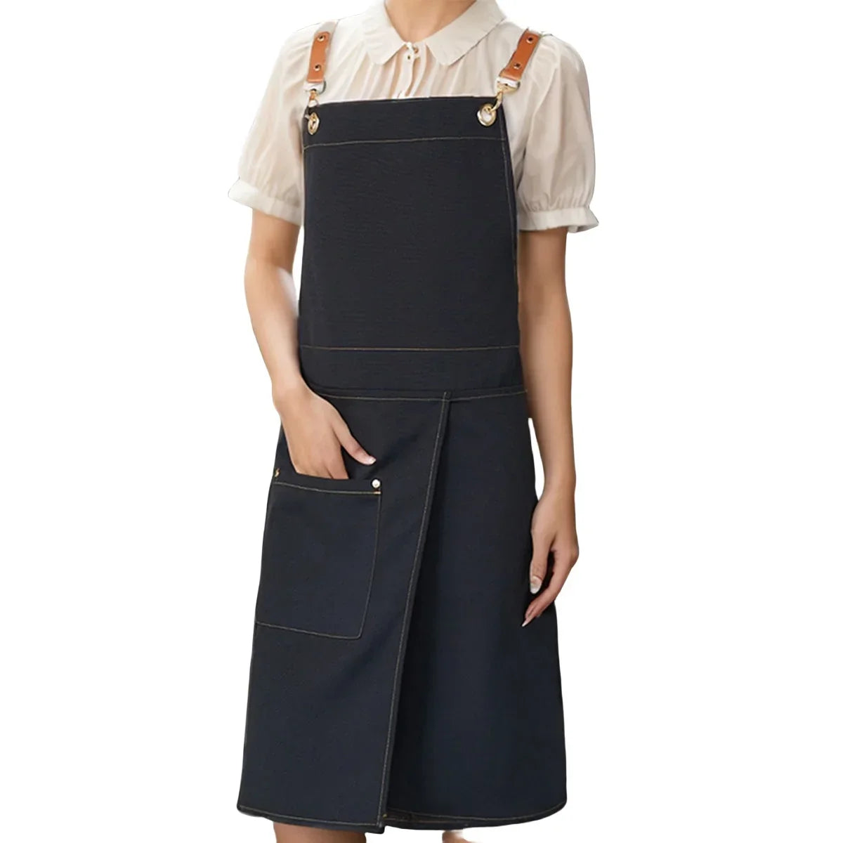 Water-Resistant Canvas Apron with Pockets and Split Skirt