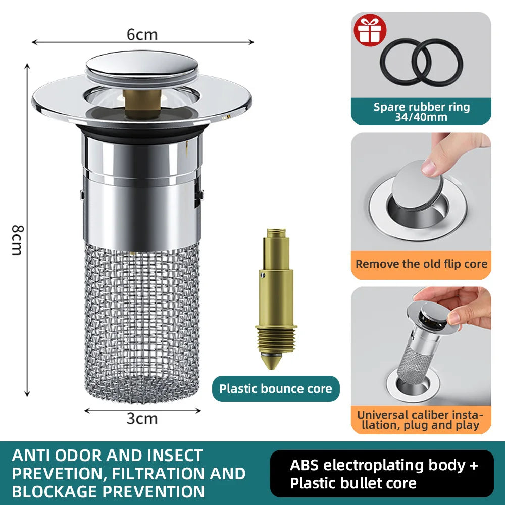 Pop-Up Anti-Clogging Sink Strainer