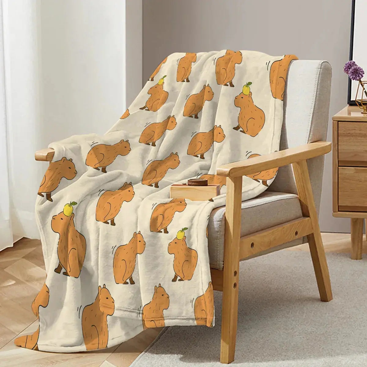 Capybara Print Plush Flannel Blanket