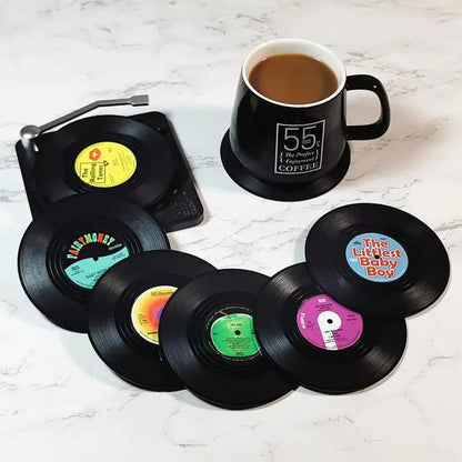 Vinyl Record Coasters – 6 Pieces