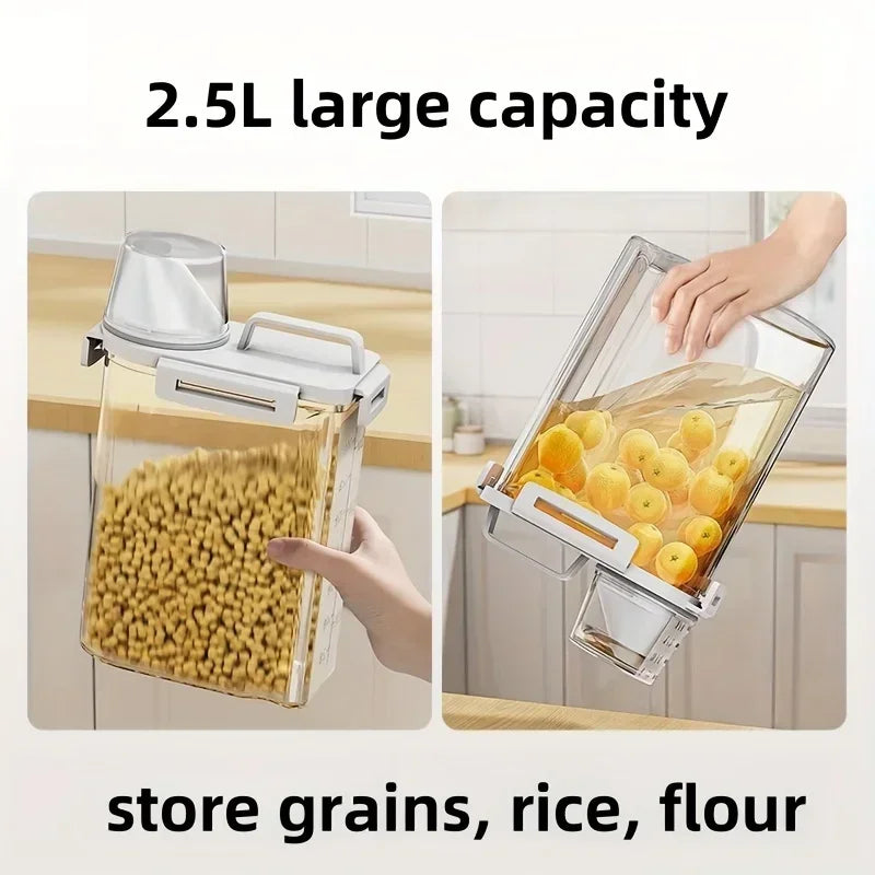 2.5 L Airtight Dry Food Storage Container with Measuring Cup