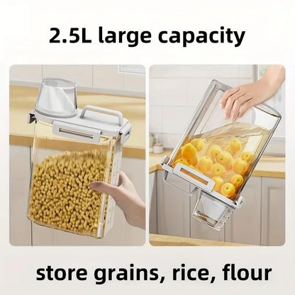2.5 L Airtight Dry Food Storage Container with Measuring Cup