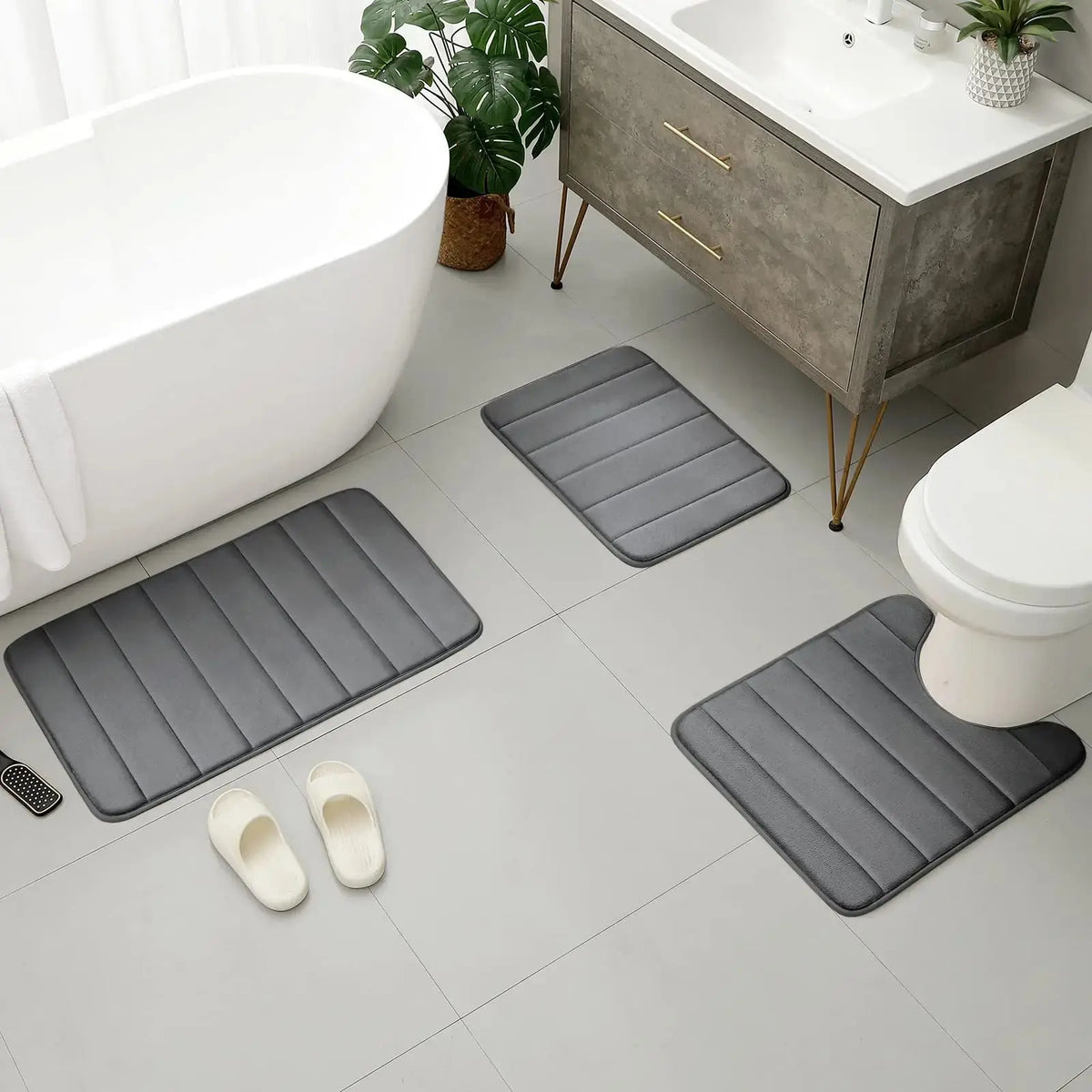 Memory Foam Bathroom Rug Set – 3 Pieces