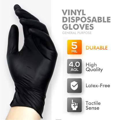 Black Disposable Gloves for Food, Cleaning & Work Use