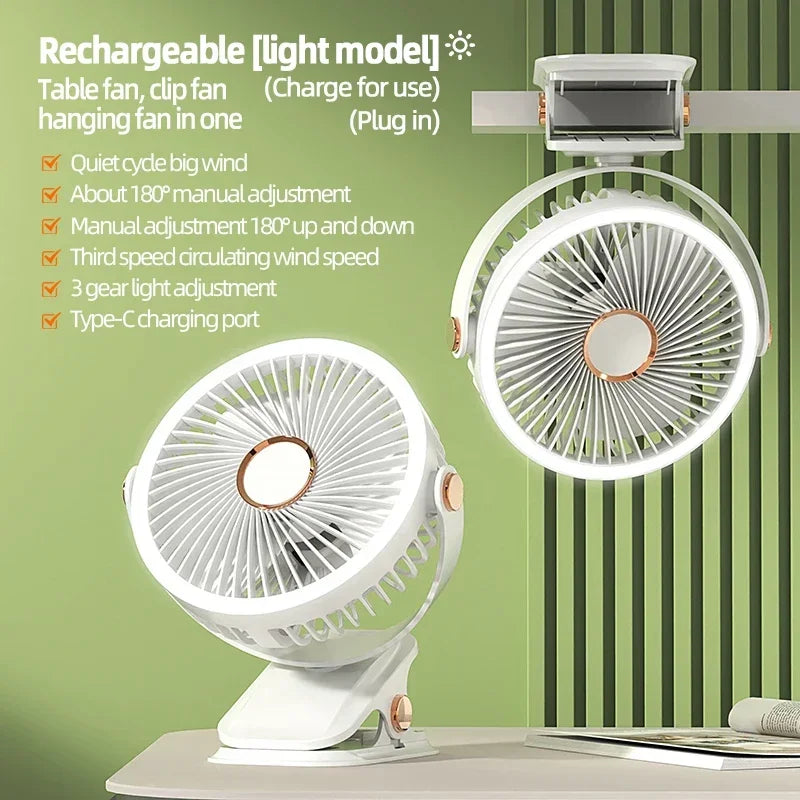 Rechargeable Clip-On Cooling Fan Portable Outdoor