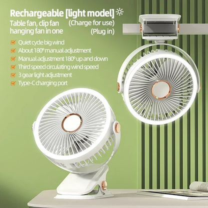 Rechargeable Clip-On Cooling Fan Portable Outdoor