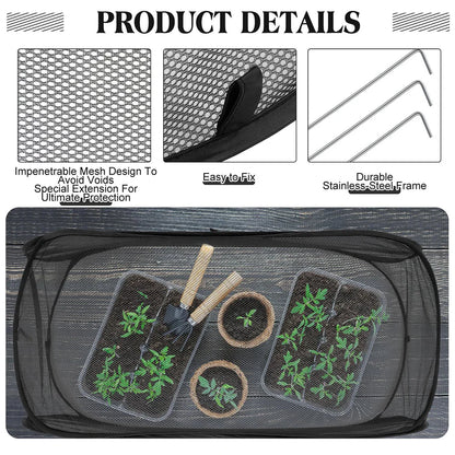 Pop-up foldable plant protection net for beds