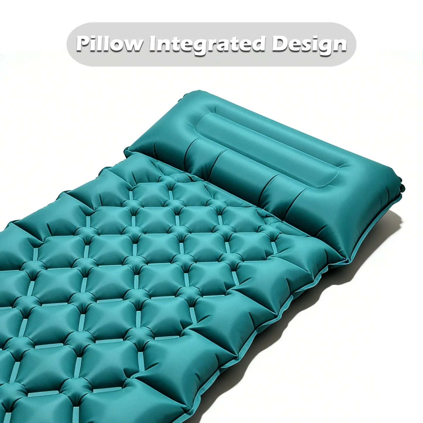 Inflatable camping mattress with pillow and pump 203 cm