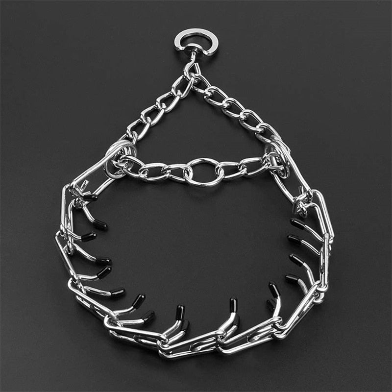 Dog Prong Training Collar – Rubber-Tipped Metal Pinch Collar for Safe, Effective Lead Training