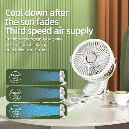 Rechargeable Clip-On Cooling Fan Portable Outdoor