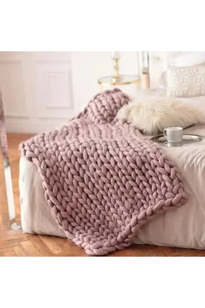 Chunky Knit Blanket Soft Cozy Throw for Sofa Bed