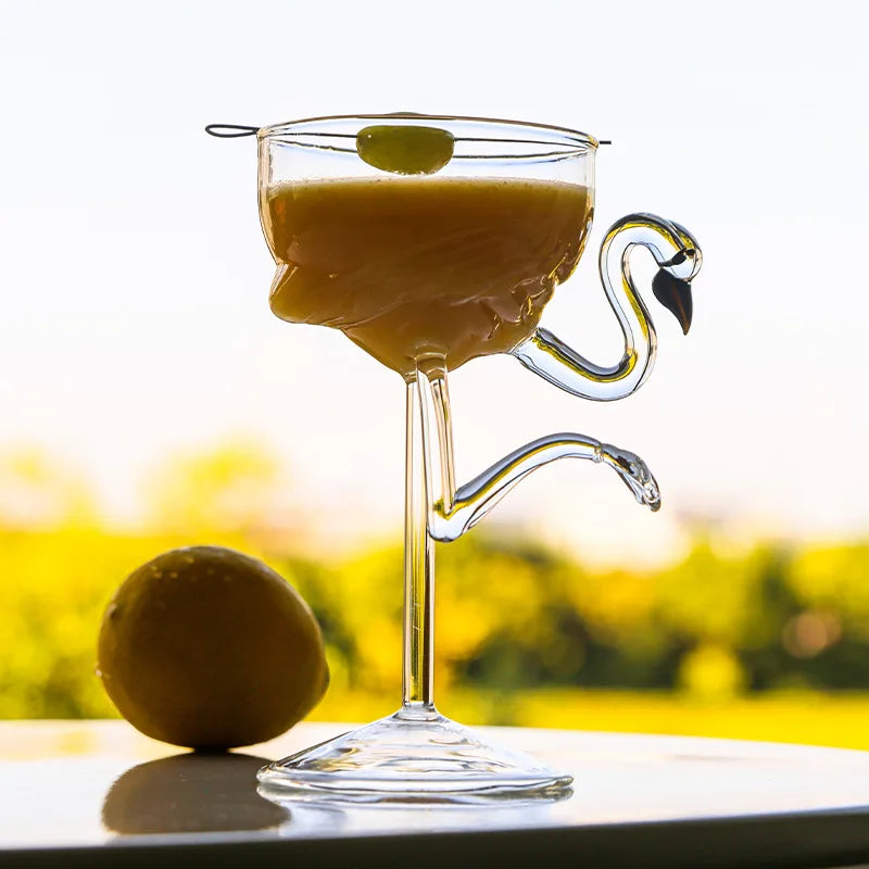 Flamingo Cocktail Glass Set Clear Party Drinkware