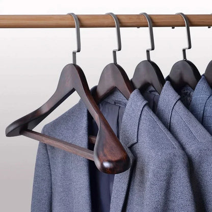 Luxury Wooden Clothes Hangers with Non-Slip Curved Design