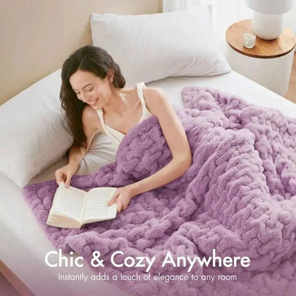 Ruched Faux Fur Cosy Throw Blanket