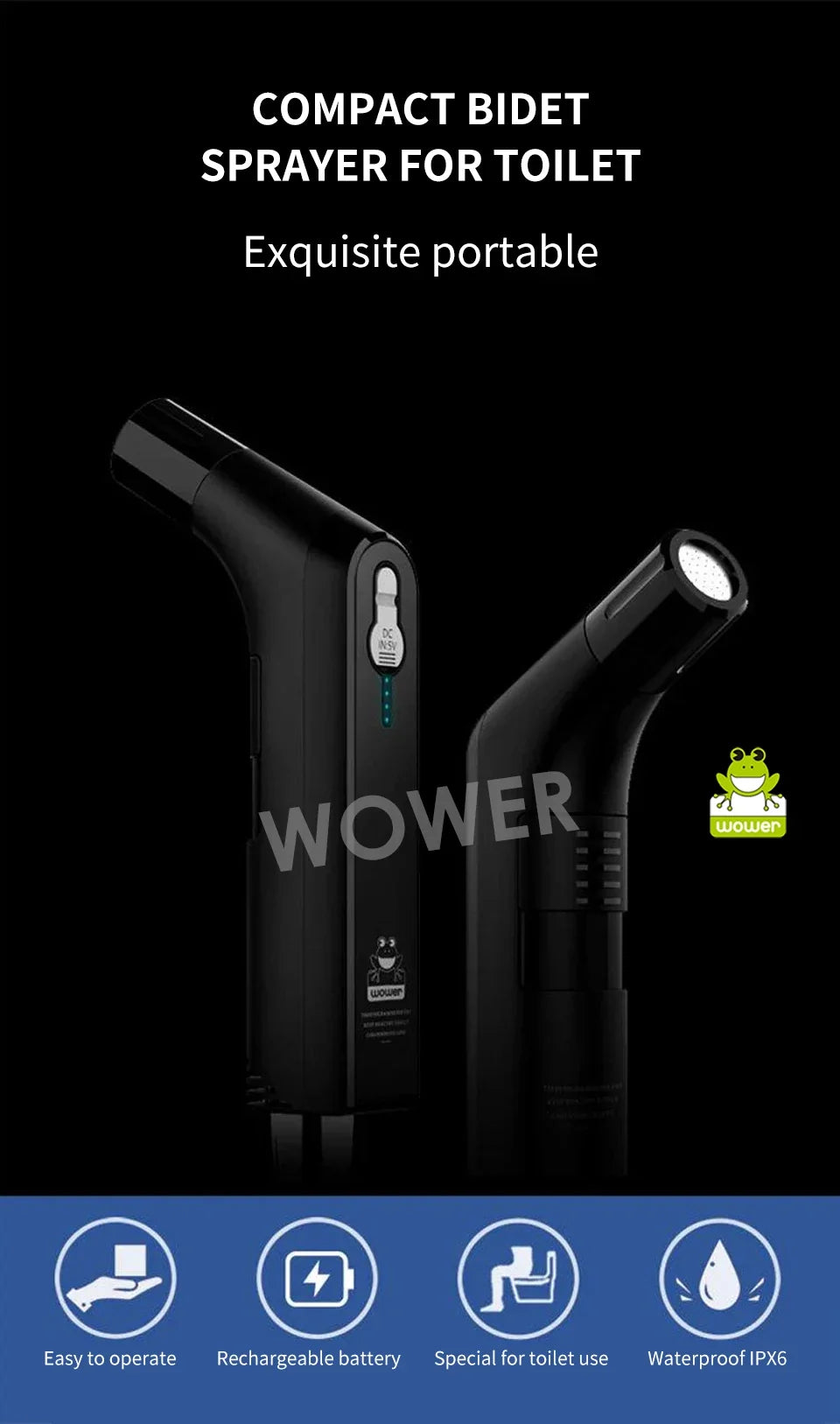Rechargeable Portable Travel Bidet – 2.5L Reservoir