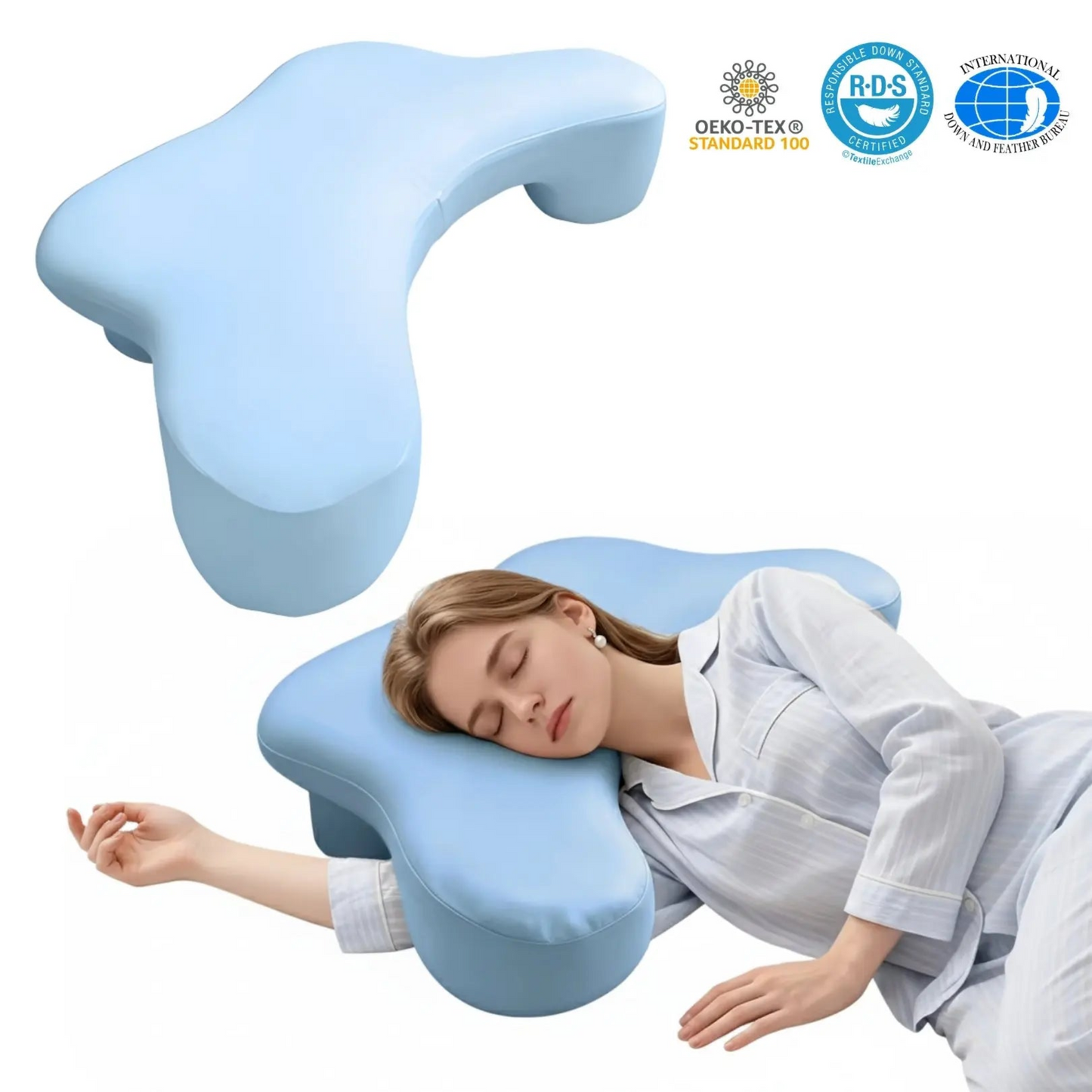 Side Sleeper Pillow with Arm Channels – Support Foam Cushion