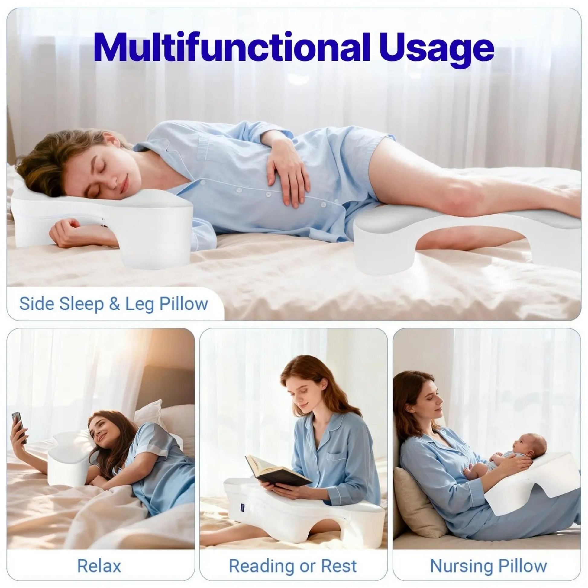 Side Sleeper Pillow with Arm Channels – Support Foam Cushion