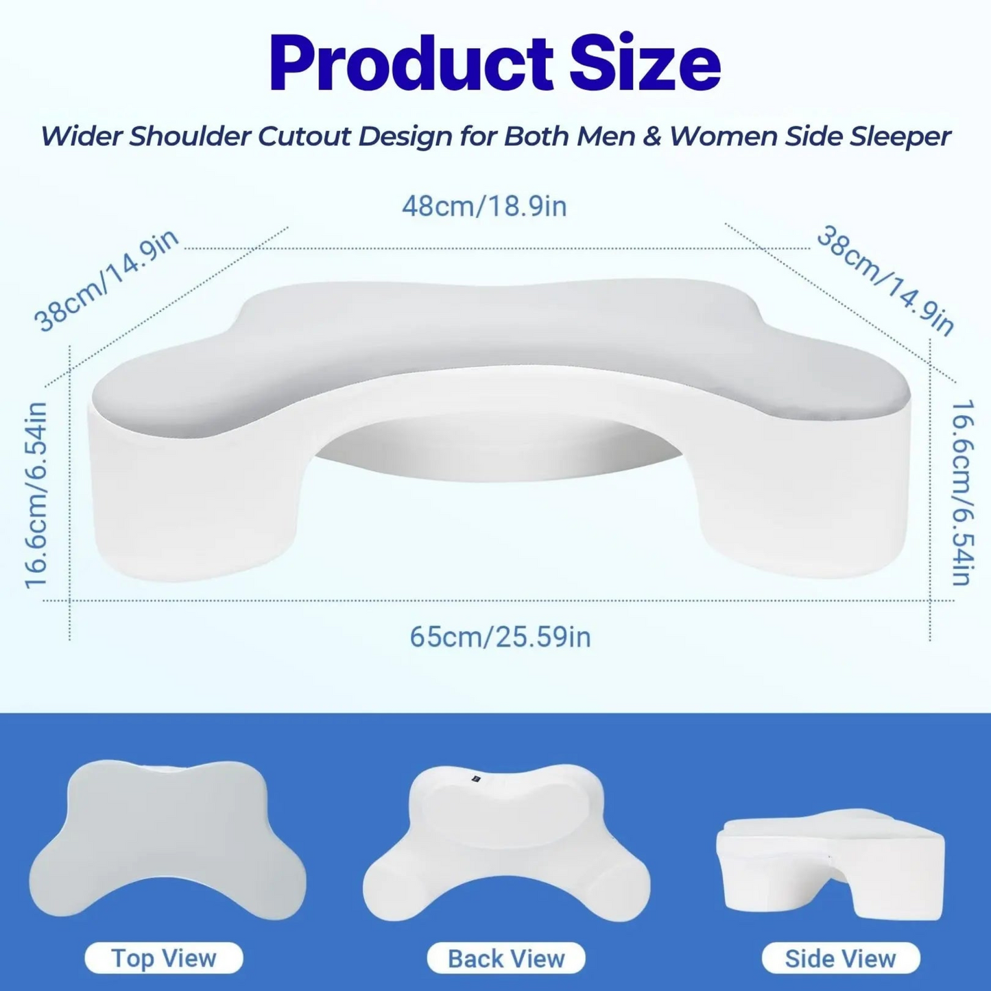 Side Sleeper Pillow with Arm Channels – Support Foam Cushion