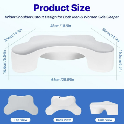 Side Sleeper Pillow with Arm Channels – Support Foam Cushion