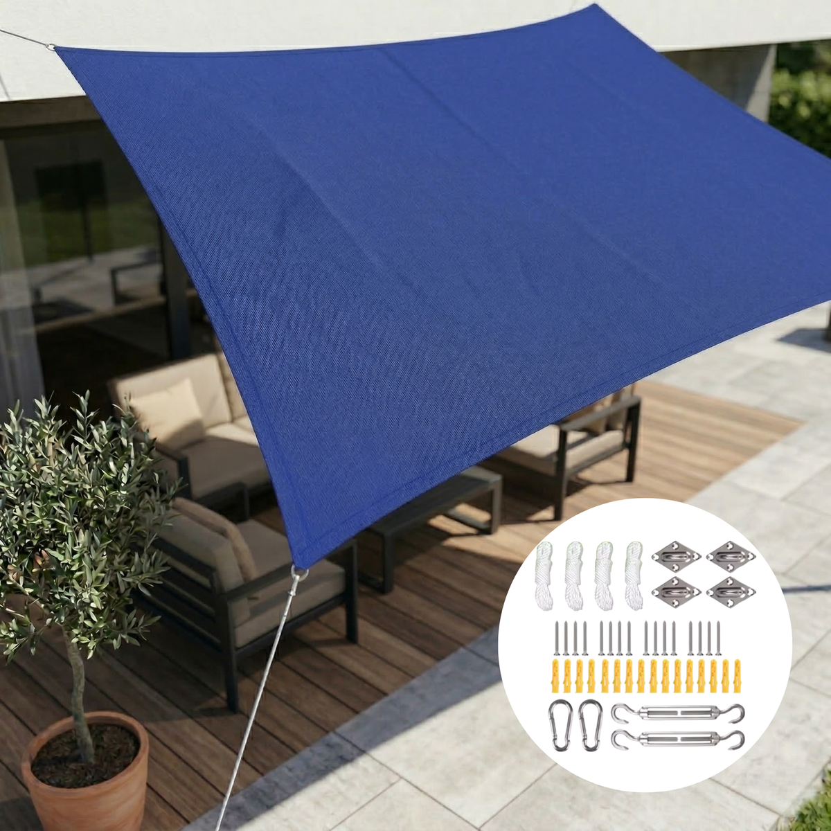 Rectangular Water-Resistant Shade Sail with UV Protection