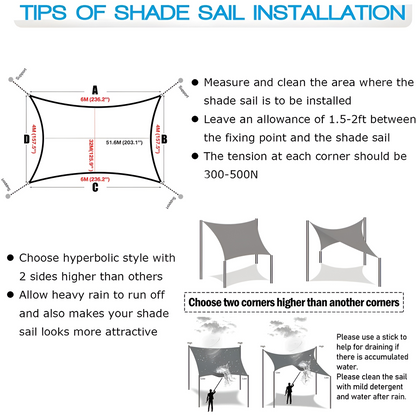 Rectangular Water-Resistant Shade Sail with UV Protection