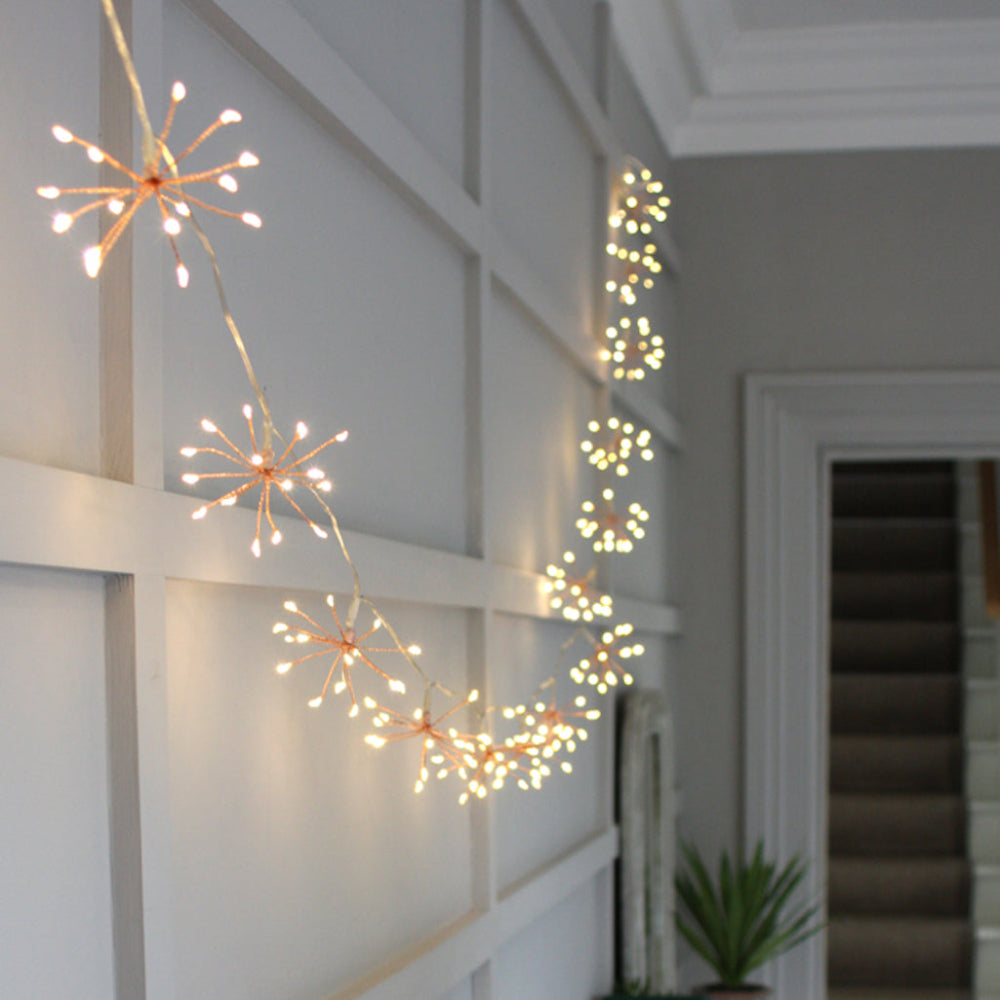 Copper Starburst String Lights Warm LED Decor