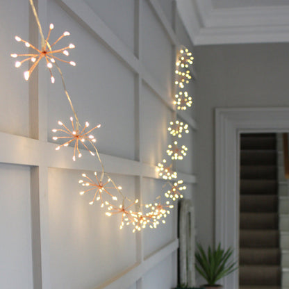 Copper Starburst String Lights Warm LED Decor