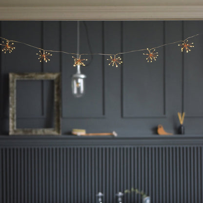 Copper Starburst String Lights Warm LED Decor