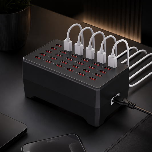 USB Hub Multi-Device Charging Station - Multiple Port Desktop Organiser