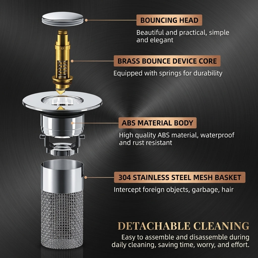 Pop-Up Anti-Clogging Sink Strainer