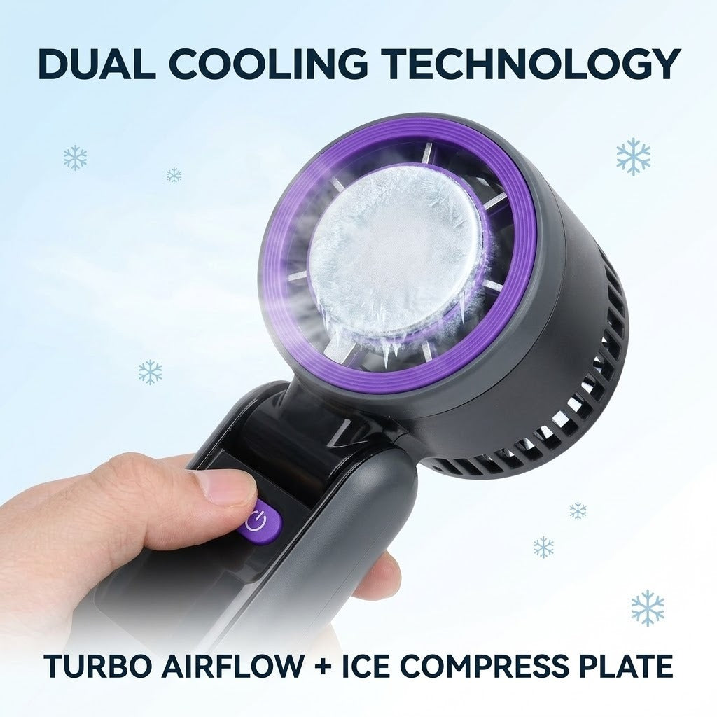 Portable Handheld Turbo Fan with Ice Cooling Plate