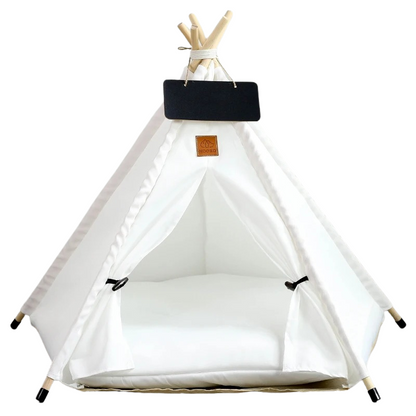 Canvas Pet Teepee Tent - Cozy Dog & Cat Bed