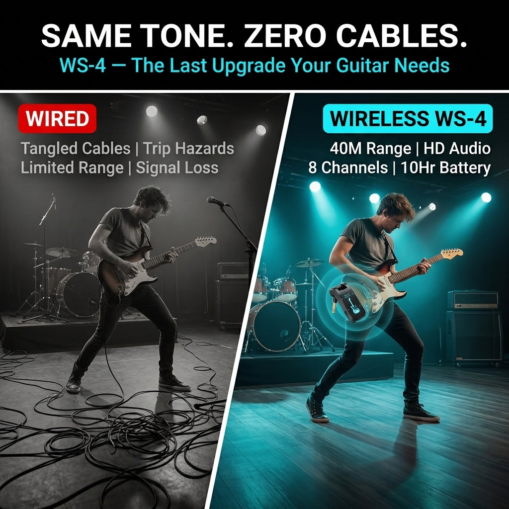 Wireless Guitar Transmitter Receiver 2.4GHz for Electric Guitar Bass Low Latency Rechargeable InsMazid
