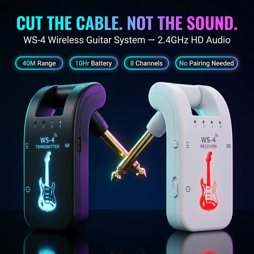 Wireless Guitar Transmitter Receiver 2.4GHz for Electric Guitar Bass Low Latency Rechargeable InsMazid