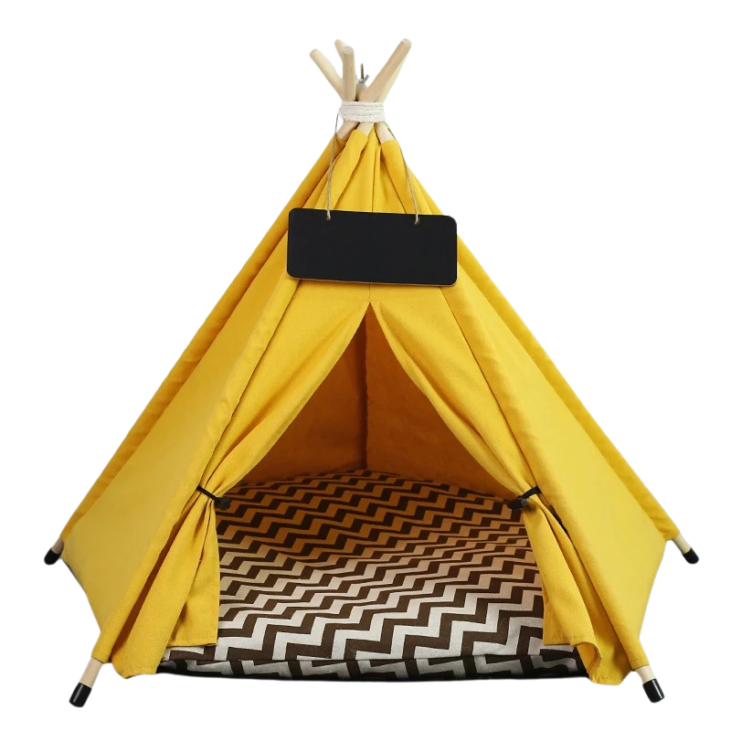 Canvas Pet Teepee Tent - Cozy Dog & Cat Bed
