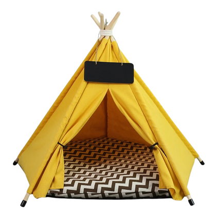 Canvas Pet Teepee Tent - Cozy Dog & Cat Bed