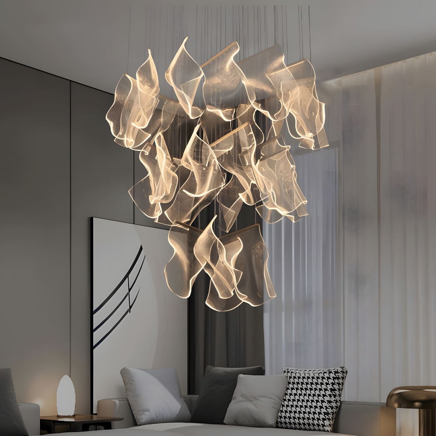 Contemporary Acrylic Panel LED Chandelier – image 11