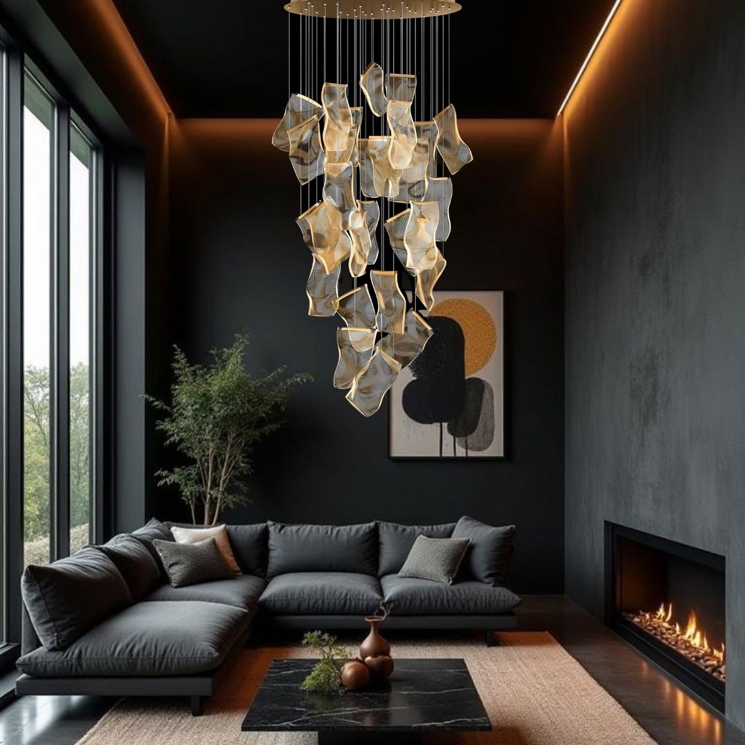 Contemporary Acrylic Panel LED Chandelier – image 2