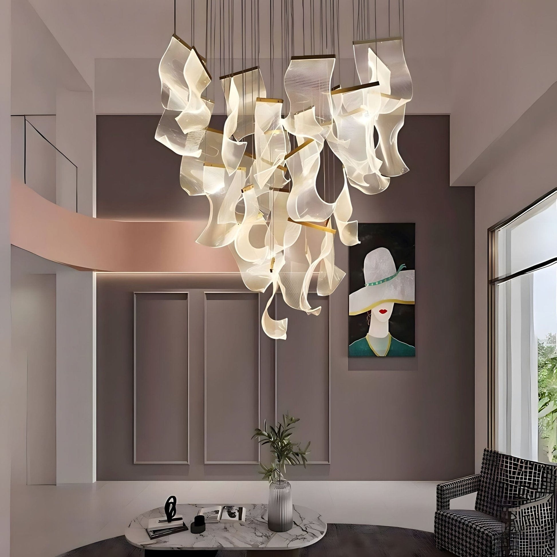 Contemporary Acrylic Panel LED Chandelier – image 24