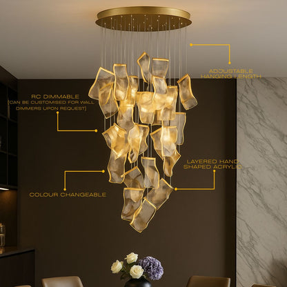 Contemporary Acrylic Panel LED Chandelier – image 6