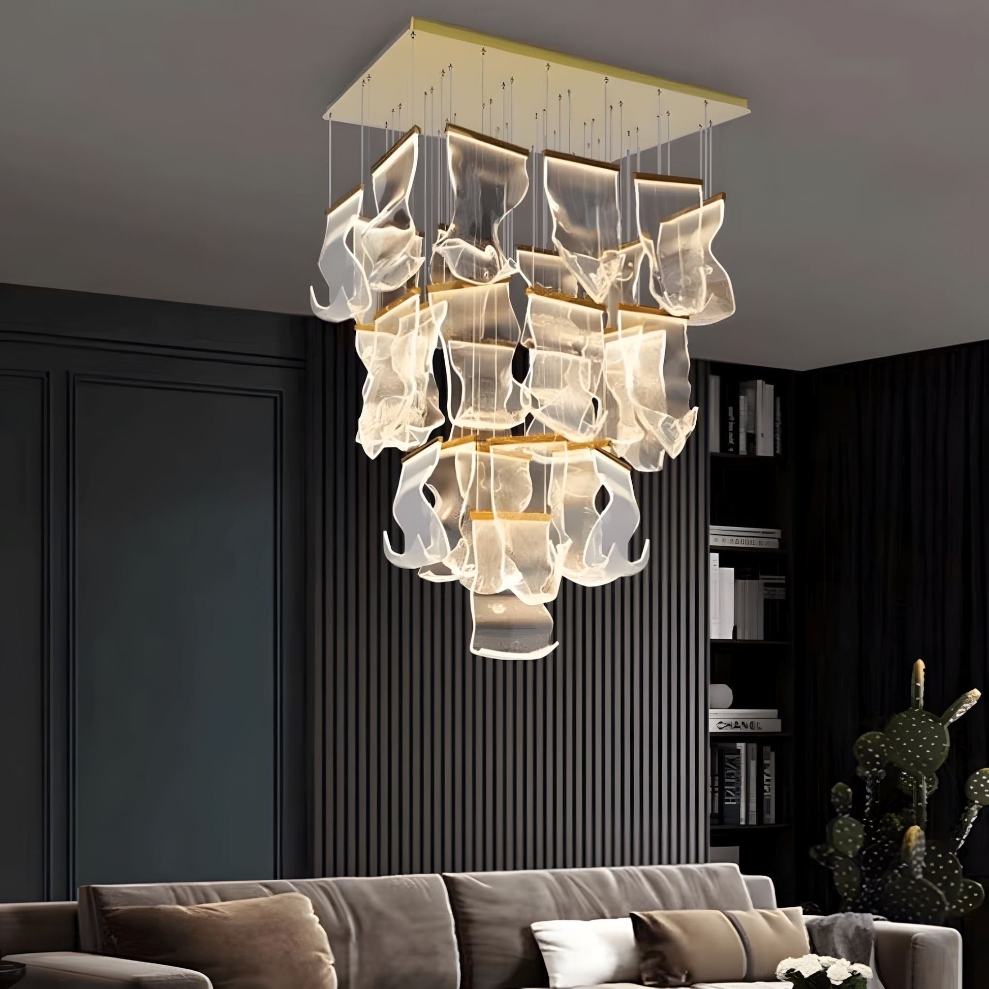 Contemporary Acrylic Panel LED Chandelier – image 10