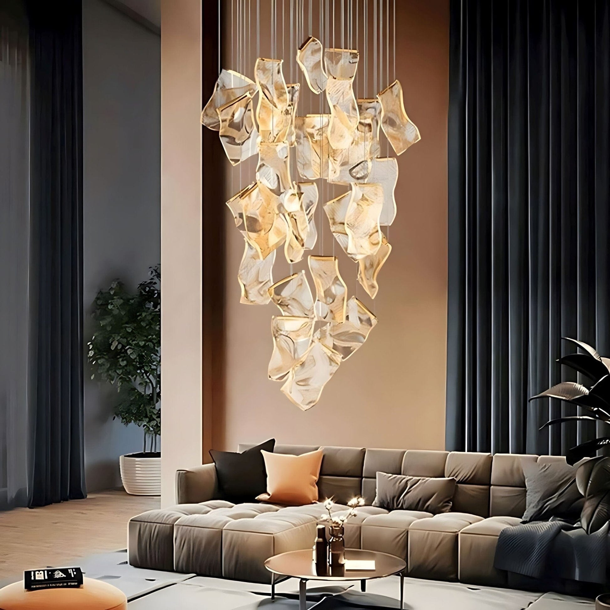 Contemporary Acrylic Panel LED Chandelier – image 1