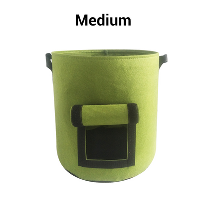 Potato planting bag with harvest window